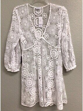 Bebe NWT $119 White Crochet Lace Coverup Dress Women’s Size 10